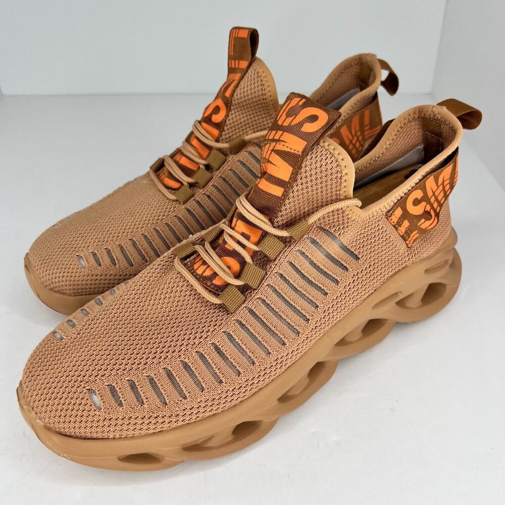 Fashion Street Mens Peach Mesh Lace Up Low-Top Size 11.5 Casual Sneakers